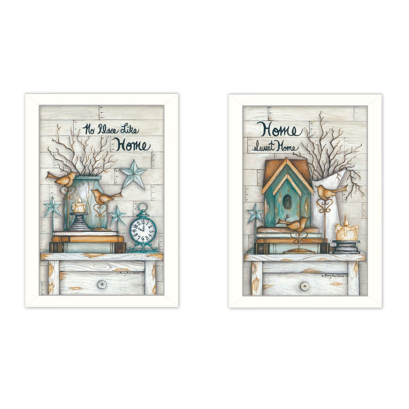 Supfirm "Home Sweet Home Collection" 2-Piece Vignette By Mary June, Printed Wall Art, Ready To Hang Framed Poster, White Frame - Supfirm