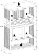 Supfirm Industrial Bar Cabinet with Wine Rack for Liquor and Glasses, Wood and Metal Cabinet for Home Kitchen Storage Cabinet - Supfirm