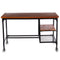 Industrial Style Wood and Metal Desk with Two Bottom Shelves, Brown and Black - Supfirm