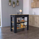 Kitchen Island 40 Inches Dozza, Two Shelves, Black Wengue / Light Oak Finish - Supfirm