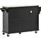 Supfirm Kitchen Island Cart with Storage Cabinet and Two Locking Wheels,Solid wood desktop,Microwave cabinet,Floor Standing Buffet Server Sideboard for Kitchen Room,Dining Room,, Bathroom(Black) - Supfirm