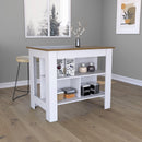 Kitchen Island Dozza, Three Shelves, White / Walnut Finish - Supfirm