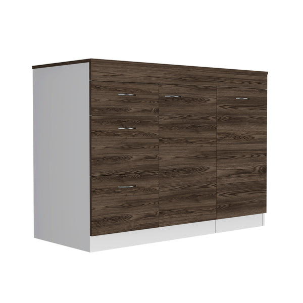 Kitchen Island Metask, Kitchen, White / Dark Walnut - Supfirm