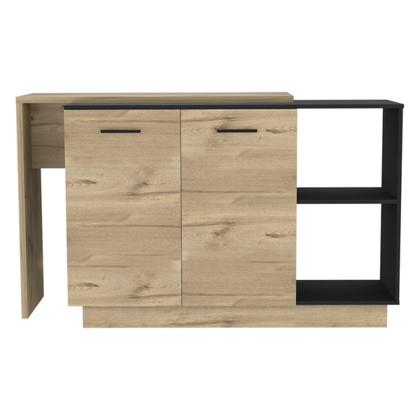 Kitchen Island Ohio, Kitchen, Black / Light Oak - Supfirm