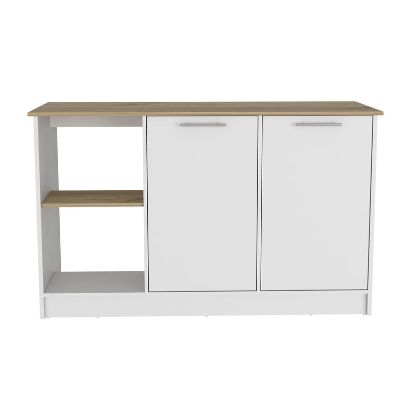 Kitchen Island Padua, Kitchen, White / Light Oak - Supfirm