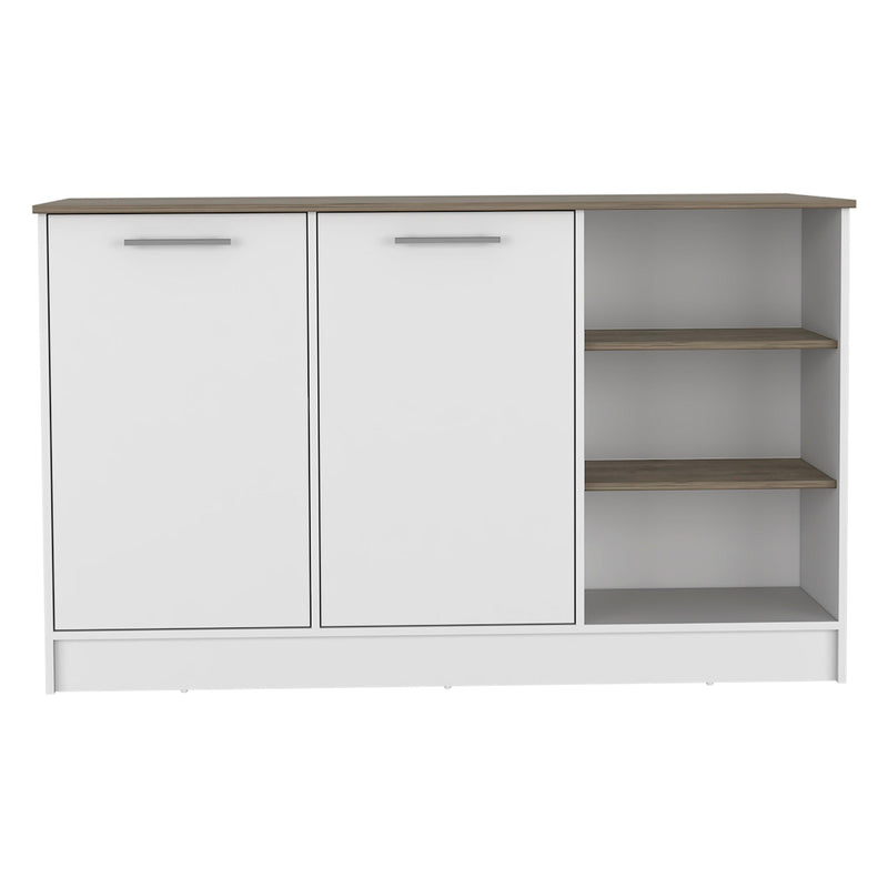 Kitchen Island Teramo, Kitchen, White / Dark Brown - Supfirm