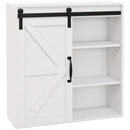 Supfirm kleankin Farmhouse Bathroom Wall Cabinet, Medicine Cabinet with Sliding Barn Door and Adjustable Shelf, Over the Toilet Cabinet, White - Supfirm