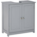 kleankin Pedestal Sink Storage Cabinet, Vanity Base Cabinet, Under Sink Bathroom Cabinet with U-shape Cut-Out and Adjustable Internal Shelf, Gray - Supfirm