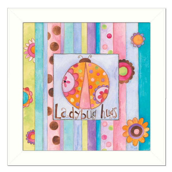 Supfirm "Ladybug Hugs" By Bernadette Deming, Printed Wall Art, Ready To Hang Framed Poster, White Frame - Supfirm