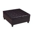 Supfirm Large Square Faux Leather Storage Ottoman | Coffee table for Living Room & Bedroom (Dark Brown) - Supfirm