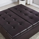 Supfirm Large Square Faux Leather Storage Ottoman | Coffee table for Living Room & Bedroom (Dark Brown) - Supfirm