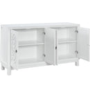 Supfirm Large Storage Space Sideboard, 4 Door Buffet Cabinet with Pull Ring Handles for Living Room, Dining Room (White) - Supfirm