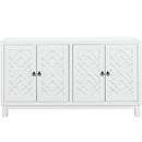 Supfirm Large Storage Space Sideboard, 4 Door Buffet Cabinet with Pull Ring Handles for Living Room, Dining Room (White) - Supfirm