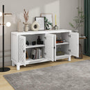 Supfirm Large Storage Space Sideboard, 4 Door Buffet Cabinet with Pull Ring Handles for Living Room, Dining Room (White) - Supfirm