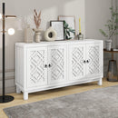 Supfirm Large Storage Space Sideboard, 4 Door Buffet Cabinet with Pull Ring Handles for Living Room, Dining Room (White) - Supfirm