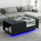 Supfirm LED Coffee Table with Storage, Modern Center Table with Open Display Shelf, Accent Furniture with LED Lights for Living Room,Black - Supfirm