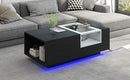 Supfirm LED Coffee Table with Storage, Modern Center Table with Open Display Shelf, Accent Furniture with LED Lights for Living Room,Black - Supfirm