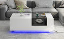 Supfirm LED Coffee Table with Storage, Modern Center Table with Open Display Shelf, Accent Furniture with LED Lights for Living Room,White - Supfirm