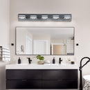 LED Modern Black Vanity Lights, 5-Lights Acrylic Matte Black Bathroom Vanity Lights Over Mirror - Supfirm