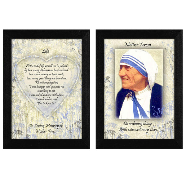 Supfirm "Life Quotes 2-Piece Vignette by Mother Teresa Collection", Printed Wall Art, Ready To Hang Framed Poster, Black Frame - Supfirm