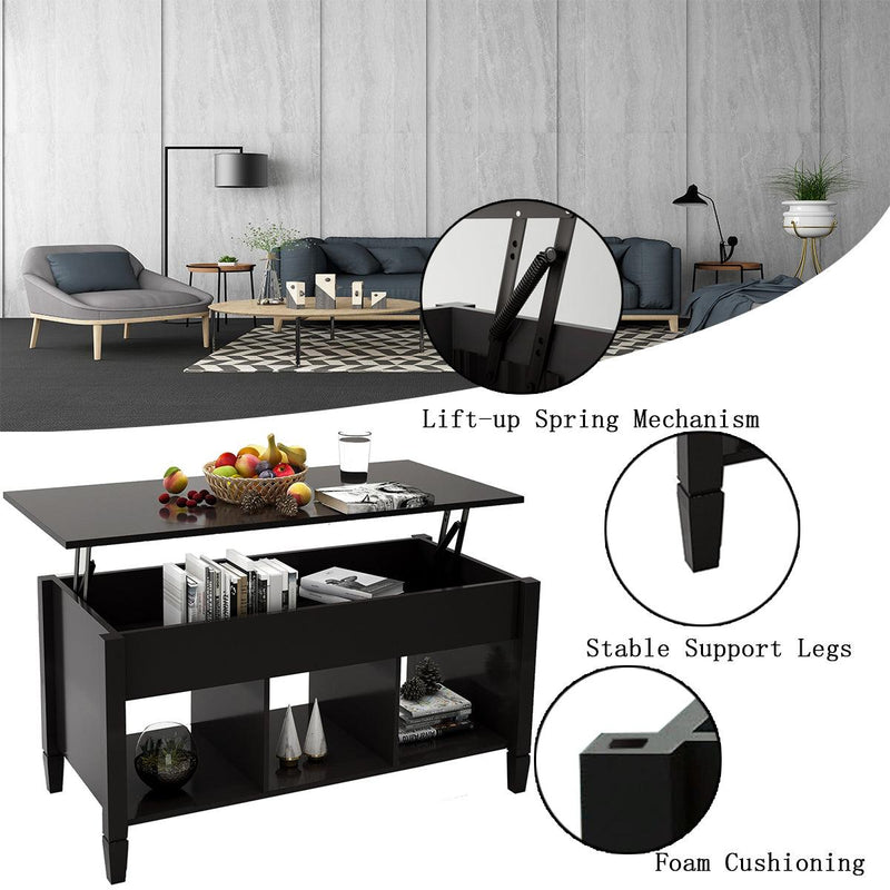 Supfirm Lift Top Coffee Table-Black - Supfirm