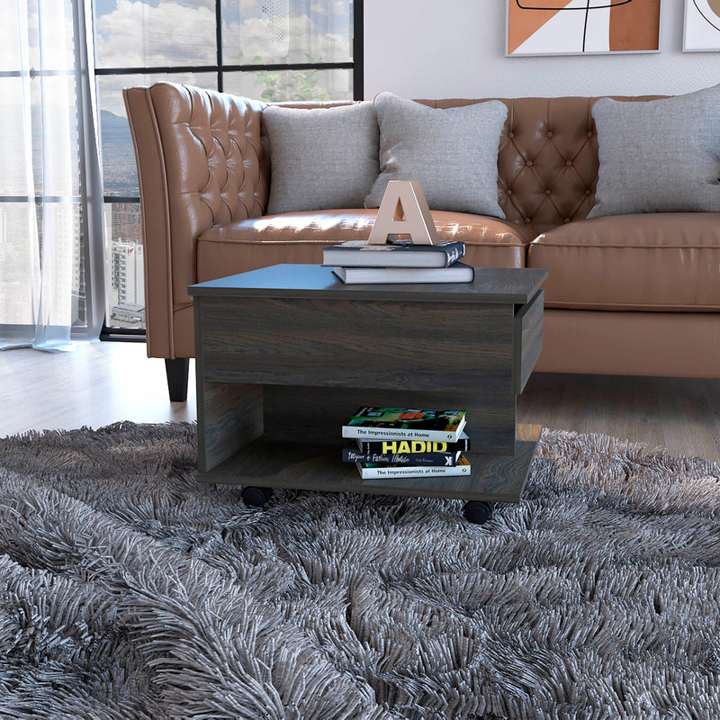 Lift Top Coffee Table Mercuri, Casters, Carbon Espresso Finish - Supfirm