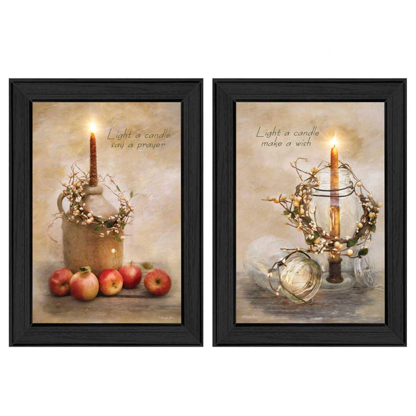 Supfirm "Light a Candle Collection" 2-Piece Vignette By Robin-Lee Vieira, Printed Wall Art, Ready To Hang Framed Poster, Black Frame - Supfirm