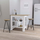 Lisbon Kitchen Island, 3-Tier Shelf and Large Workstation - Supfirm