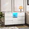 Supfirm Living Room Sideboard Storage Cabinet White High Gloss with LED Light, Modern Kitchen Unit Cupboard Buffet Wooden Storage Display Cabinet - Supfirm