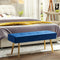 Long Bench Bedroom Bed End Stool Bed Benches Dark Blue Tufted Velvet With Gold Legs - Supfirm