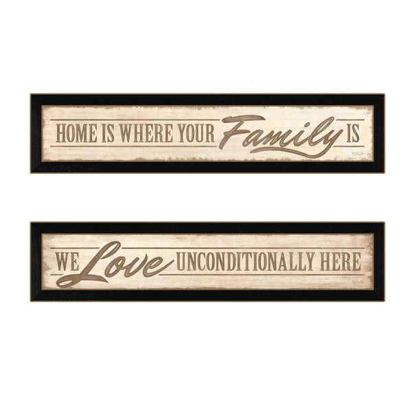 Supfirm "Love, Family and Friends Collection" 2-Piece Vignette By Lauren Rader, Printed Wall Art, Ready To Hang Framed Poster, Black Frame - Supfirm