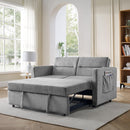 Loveseats Sofa Bed with Pull-out Bed, Adjsutable Back and Two Arm Pocket,Grey - Supfirm