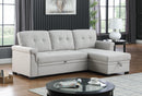 Lucca Light Gray Linen Reversible Sleeper Sectional Sofa with Storage Chaise - Supfirm