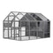 Luxury Cat Cage Outdoor Wooden Catio Enclosure Patio Large Cat Run House for Multiple Pets Walk in Kitten Kennel with Bouncy Bridge, Platforms, Small Houses, Seating and Sunshine Panel- 108.7'', Gray - Supfirm