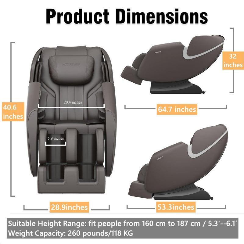 Supfirm Massage Chair Recliner with Zero Gravity Airbag Massage Bluetooth Speaker Foot Roller Black - Supfirm