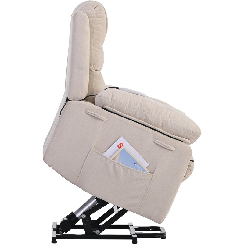 Supfirm Massage Recliner,Power Lift Chair for Elderly with Adjustable Massage and Heating Function,Recliner Chair with Infinite Position and Side Pocket for Living Room ,Beige - Supfirm