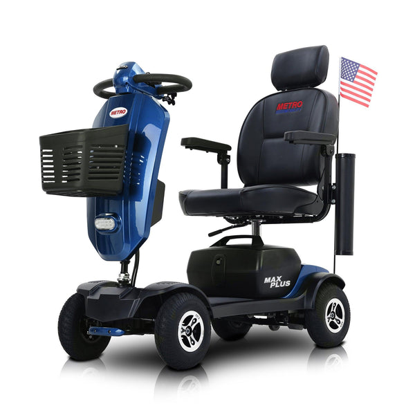 Supfirm MAX PLUS BLUE 4 Wheels Outdoor Compact Mobility Scooter with 2pcs*20AH Lead acid Battery, 16 Miles, Cuo Holders & USB charger Port - Supfirm