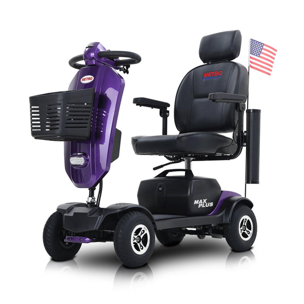 Supfirm MAX PLUS DARK PURPLE 4 Wheels Outdoor Compact Mobility Scooter with 2pcs*20AH Lead acid Battery, 16 Miles, Cuo Holders & USB charger Port - Supfirm