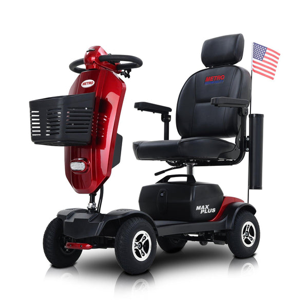 Supfirm MAX PLUS RED 4 Wheels Outdoor Compact Mobility Scooter with 2pcs*20AH Lead acid Battery, 16 Miles, Cuo Holders & USB charger Port - Supfirm