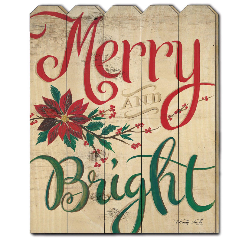 Supfirm "Merry & Bright" by Cindy Jacobs, Printed Wall Art on a Wood Picket Fence - Supfirm