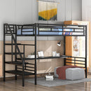 Metal Loft Bed Frame with Desk, No Box Spring Needed,Twin ,Black - Supfirm