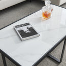 Supfirm Minimalism rectangle coffee table,Black metal frame with sintered stone tabletop - Supfirm