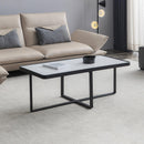 Supfirm Minimalism rectangle coffee table,Black metal frame with sintered stone tabletop - Supfirm