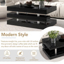 Supfirm Modern 2-Tier Coffee Table with Silver Metal Legs, Rectangle Cocktail Table with High-gloss UV Surface, Minimalist Design Center Table for Living Room, Black - Supfirm