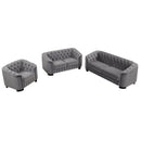 Supfirm Modern 3-Piece Sofa Sets with Rubber Wood Legs,Velvet Upholstered Couches Sets Including Three Seat Sofa, Loveseat and Single Chair for Living Room Furniture Set,Gray - Supfirm