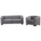 Supfirm Modern 3-Piece Sofa Sets with Rubber Wood Legs,Velvet Upholstered Couches Sets Including Three Seat Sofa, Loveseat and Single Chair for Living Room Furniture Set,Gray - Supfirm