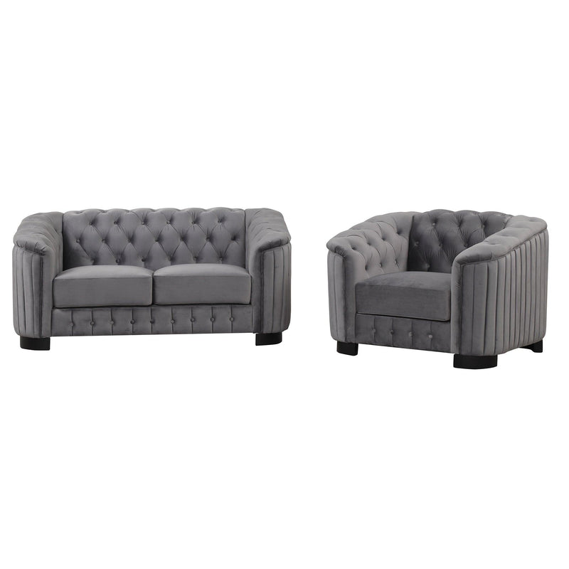 Supfirm Modern 3-Piece Sofa Sets with Rubber Wood Legs,Velvet Upholstered Couches Sets Including Three Seat Sofa, Loveseat and Single Chair for Living Room Furniture Set,Gray - Supfirm