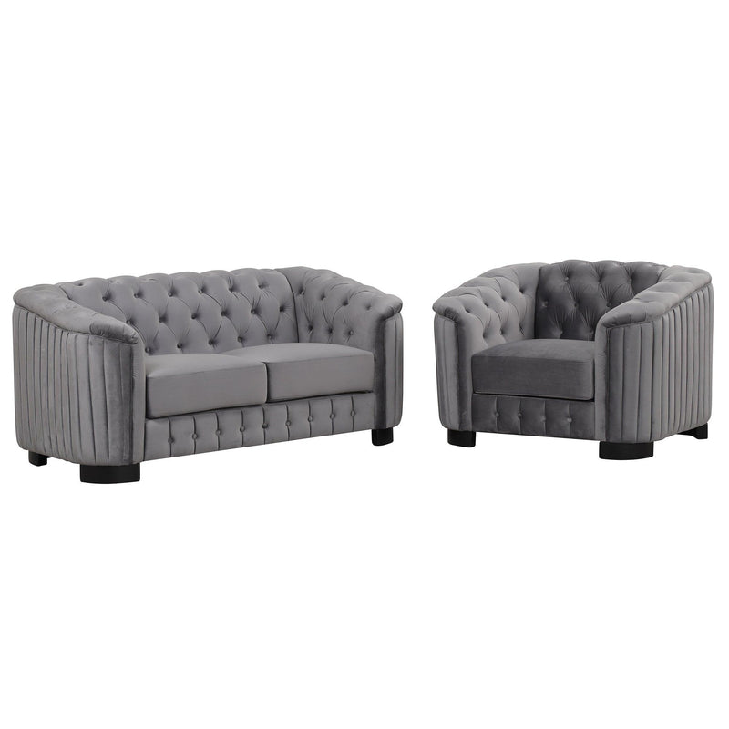 Supfirm Modern 3-Piece Sofa Sets with Rubber Wood Legs,Velvet Upholstered Couches Sets Including Three Seat Sofa, Loveseat and Single Chair for Living Room Furniture Set,Gray - Supfirm