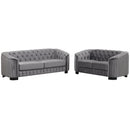 Supfirm Modern 3-Piece Sofa Sets with Rubber Wood Legs,Velvet Upholstered Couches Sets Including Three Seat Sofa, Loveseat and Single Chair for Living Room Furniture Set,Gray - Supfirm