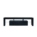 Supfirm Modern Black TV Stand, 20 Colors LED TV Stand w/Remote Control Lights - Supfirm